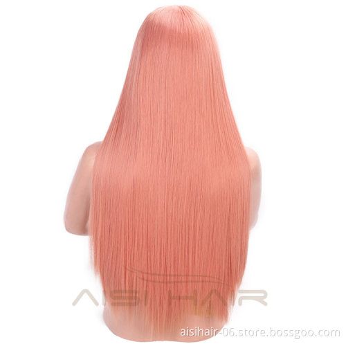 Aisi Hair Lace Front Synthetic Long Straight Wigs Red Silk Straight Long Wigs Colorful Heat Resistant Fiber Lace Front Hair Wigs